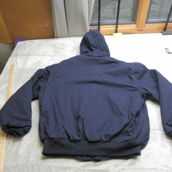 Carhartt FR Active Jacket Men XL Blue Midweight Line Canvas Hood Flame Resistant - Picture 2 of 14